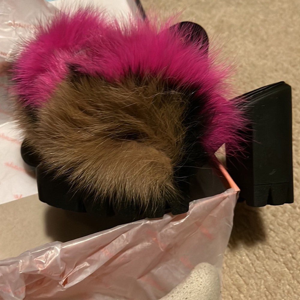 Multi-Colored Fur Platform Mules - image 6